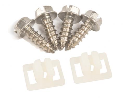 Pony Enterprises 1979-2004 Ford Mustang Stainless Steel License Plate Clips & Screws Kit 1000