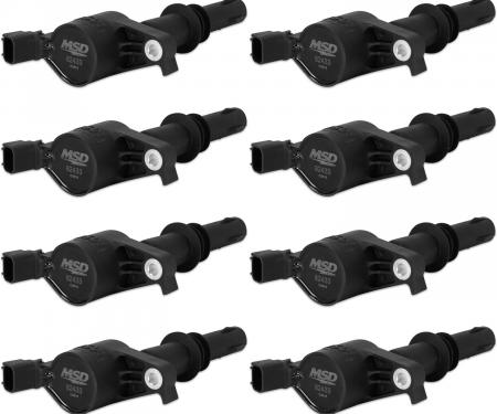 MSD Ignition Coil, Blaster, Ford 3-Valve V8, Black, 8-Pack 824383