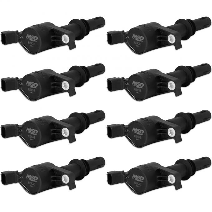 MSD Ignition Coil, Blaster, Ford 3-Valve V8, Black, 8-Pack 824383