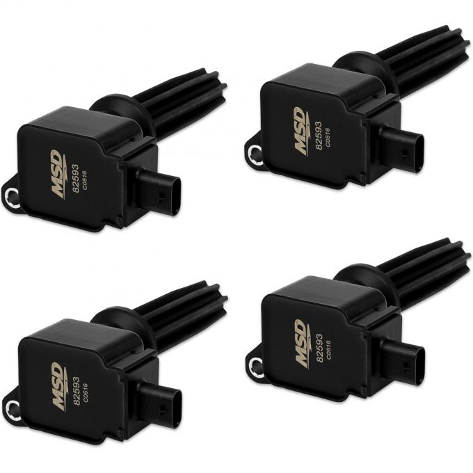 MSD Ignition Coil, Ford EcoBoost, 2.0L/2.3L L4, Black, 4-Pack 825943