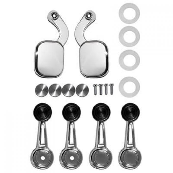 Scott Drake 1968 Ford Mustang 1968 Mustang Coupe/Convertible Handles Set with Black Knobs KIT-DH-8-BK