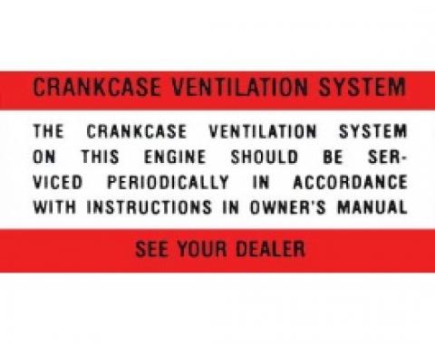 Ford Thunderbird Air Cleaner Decal, Crankcase Ventilation System, 1961-64