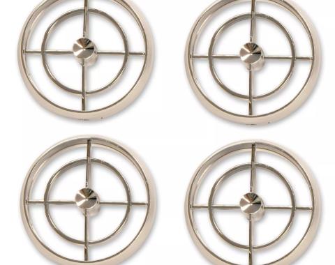 Air Conditioner Register Set - 4 Pieces - Round Chrome Plastic