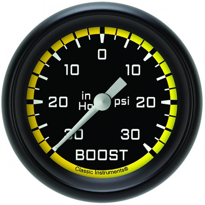 Classic Instruments Autocross Yellow 2 5/8" Boost/Vac Gauge AX341YBPF