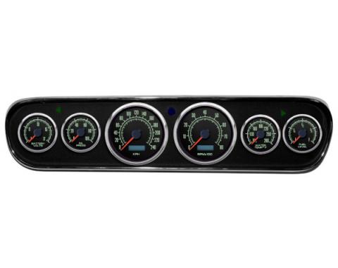 Mustang - New Vintage USA 69 Series DIY Gauge Panel Kit - 6 Gauge Package, Black Dial, 1964-1966 - Programmable Speedometer KPH