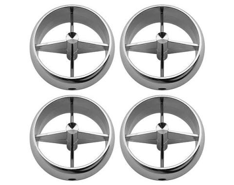 Air Conditioner Register Set - 4 Piece Set - Round Chromed Plastic