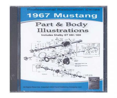 1967 Mustang Part & Body Illustrations On CD - For Windows Operating Systems Only