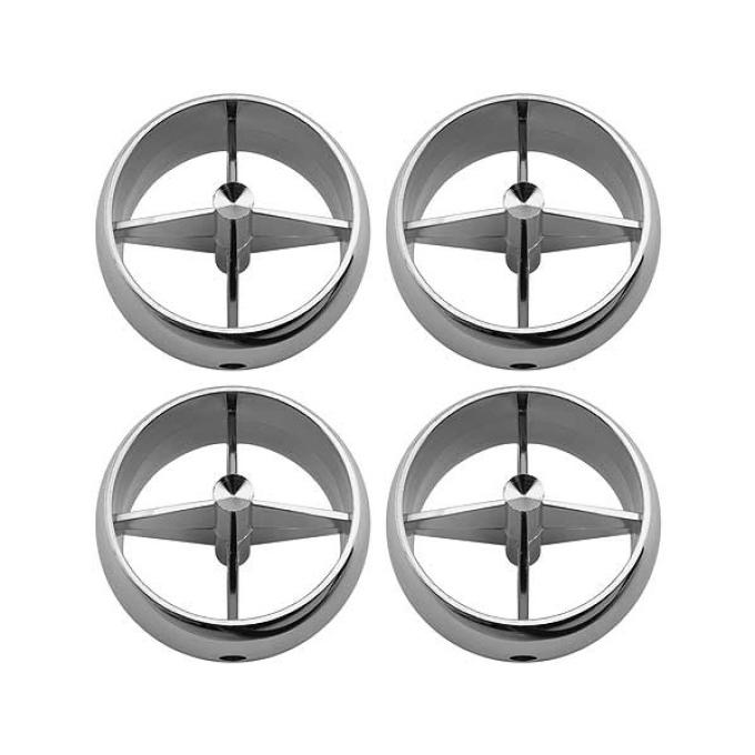 Air Conditioner Register Set - 4 Piece Set - Round Chromed Plastic