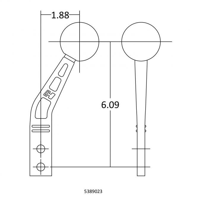 Hurst Billet/Plus Shifter Stick, Black/Machined 5389023