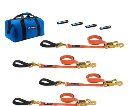 Race Ramps Two 6 & Two 8 Ultra Pack Tie-Down Straps with Detachable Axle Straps, Sewn Fixed Ends - Orange 518268