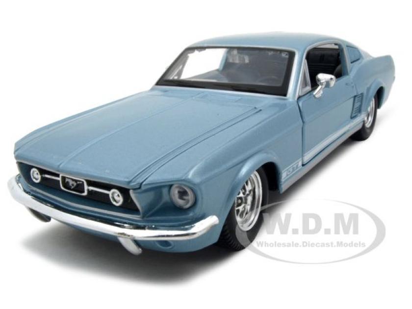 1967 Ford Mustang GT Diecast Car Model 1/24 Blue Die Cast Car