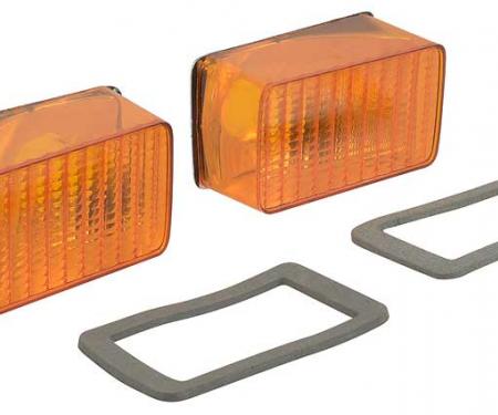 OER 1975-78 Ford Mustang II, Park Lamp Lens Assembly, Amber with Gaskets, Pair 13200P