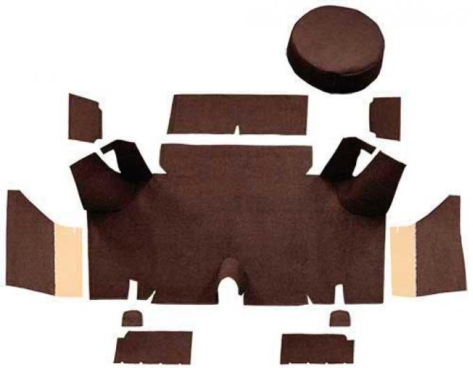 OER 1965-66 Mustang Fastback Loop Trunk Carpet Set with Boards - Dark Brown A4054A30