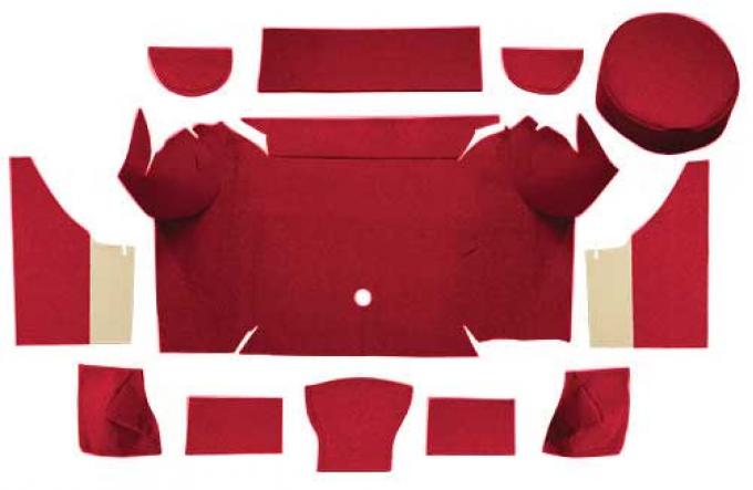 OER 1967-68 Mustang Convertible Nylon Loop Trunk Carpet Set with Boards - Maroon A4079A15