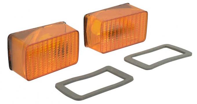 OER 1975-78 Ford Mustang II, Park Lamp Lens Assembly, Amber with Gaskets, Pair 13200P