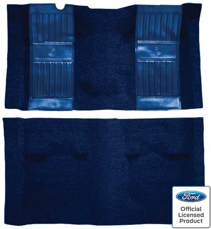 OER 1969 Mustang Mach 1 Nylon Floor Carpet with Mass Backing - Dark Blue with Dark Blue Inserts A4105B12